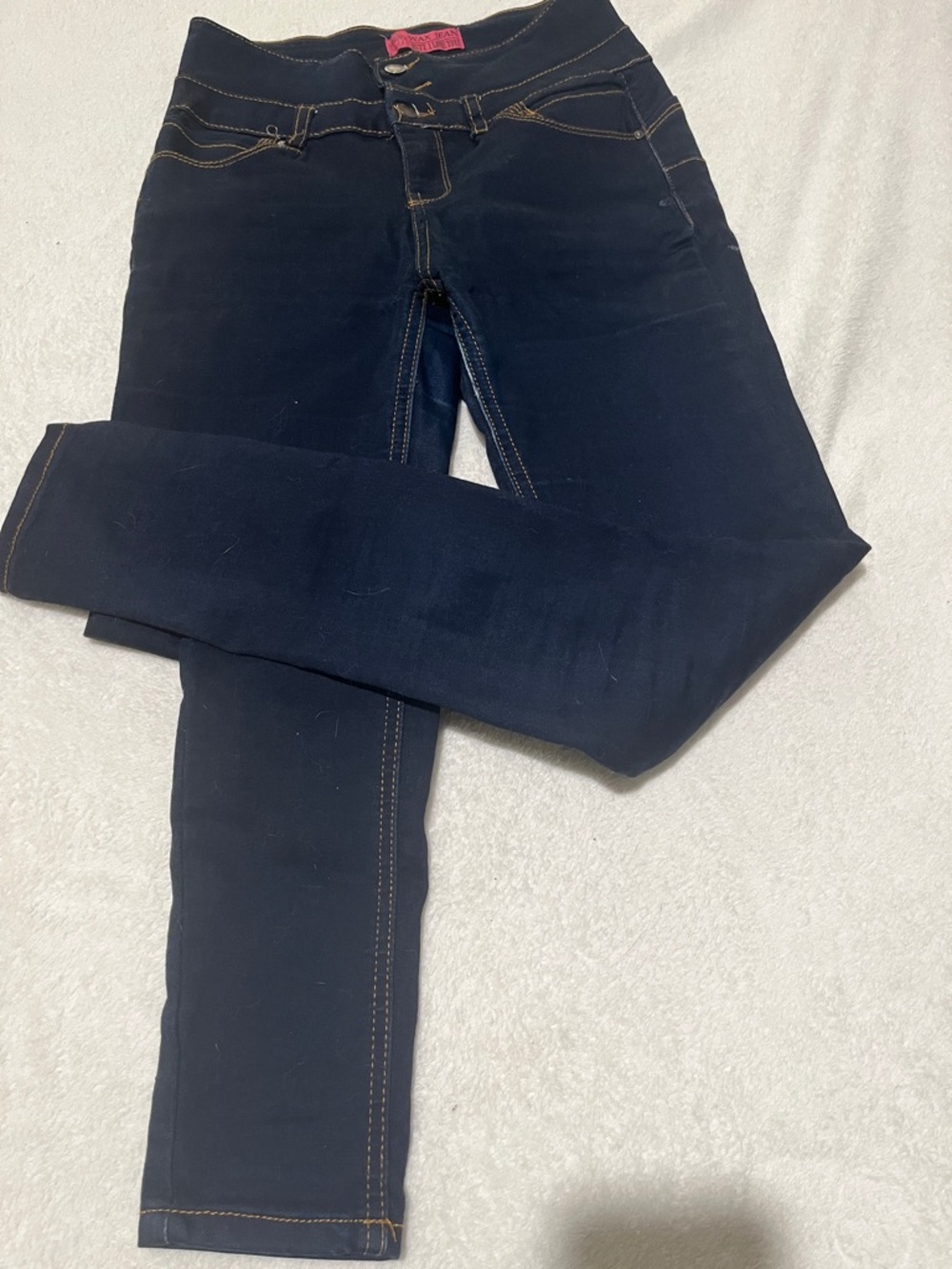 Wax Jean Navy Skinny Jeans with Contrast Stitching